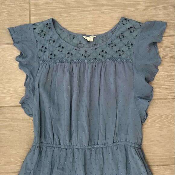 Aeropostale Solid Swiss Dot Fit & Flare Dress Blue size Large - Picture 6 of 10